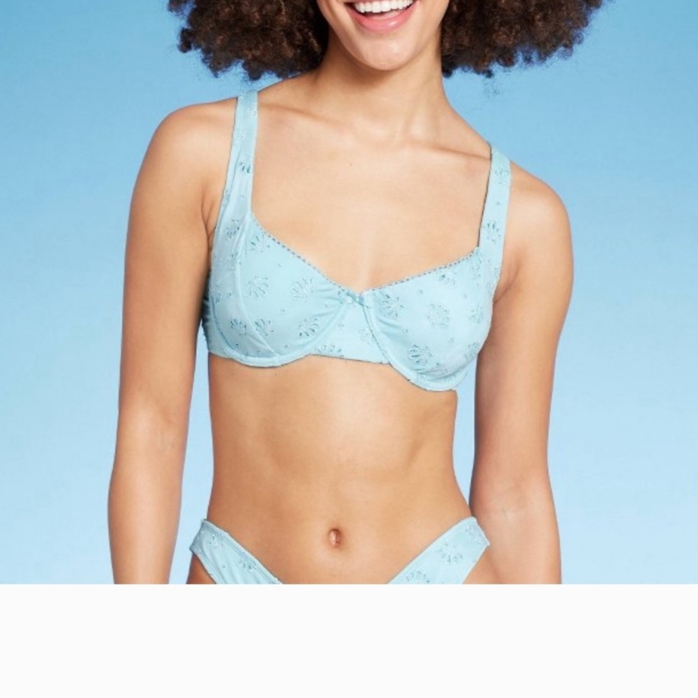 Wild Fable Blue Swim Bra with Lace Detailing Size Xxs